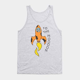 To the Moon Cow in a Rocket Tank Top